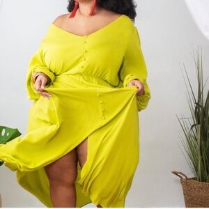 Lime Green Off-Shoulder Dress